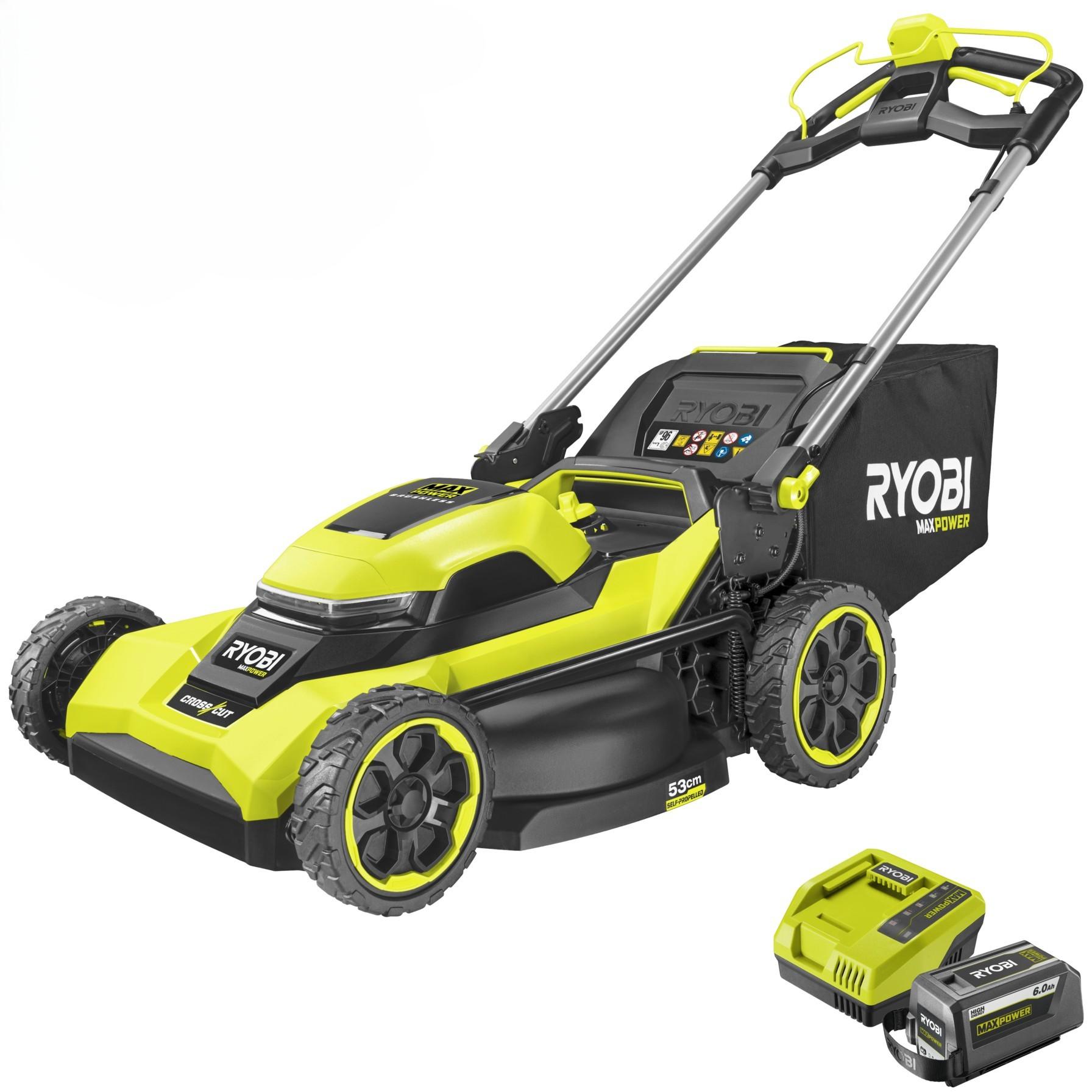 Ryobi RY36LMXSP53B-160 selvgående 36V MAX POWER gressklipper med 68-liters oppsamler